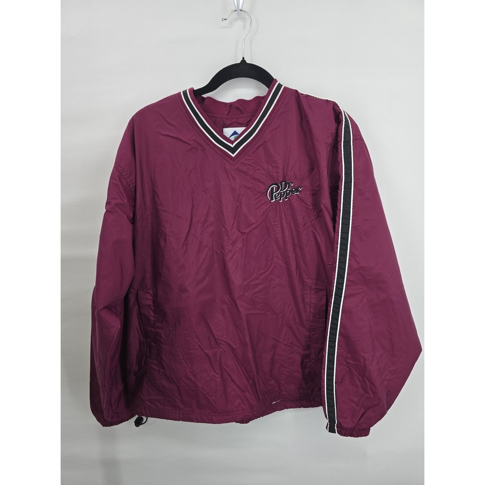 Augusta Sportswear Dr Pepper Windbreaker Maroon V-Neck Pullover Mens Small